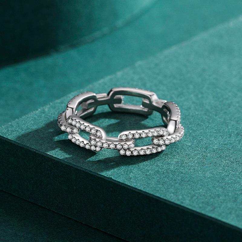 MODIAN 925 Sterling Silver Geometric Diamond Stackable Ring Trendy Platinum Plated Brand Party Jewelry For Women Accessories