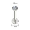 Right Grand ASTM F136 Titanium 18G/16G Threadless Push Pin Flat Back Stud 2/2.5/3/4mm CZ Cartilage Tragus Helix Nose Piercing