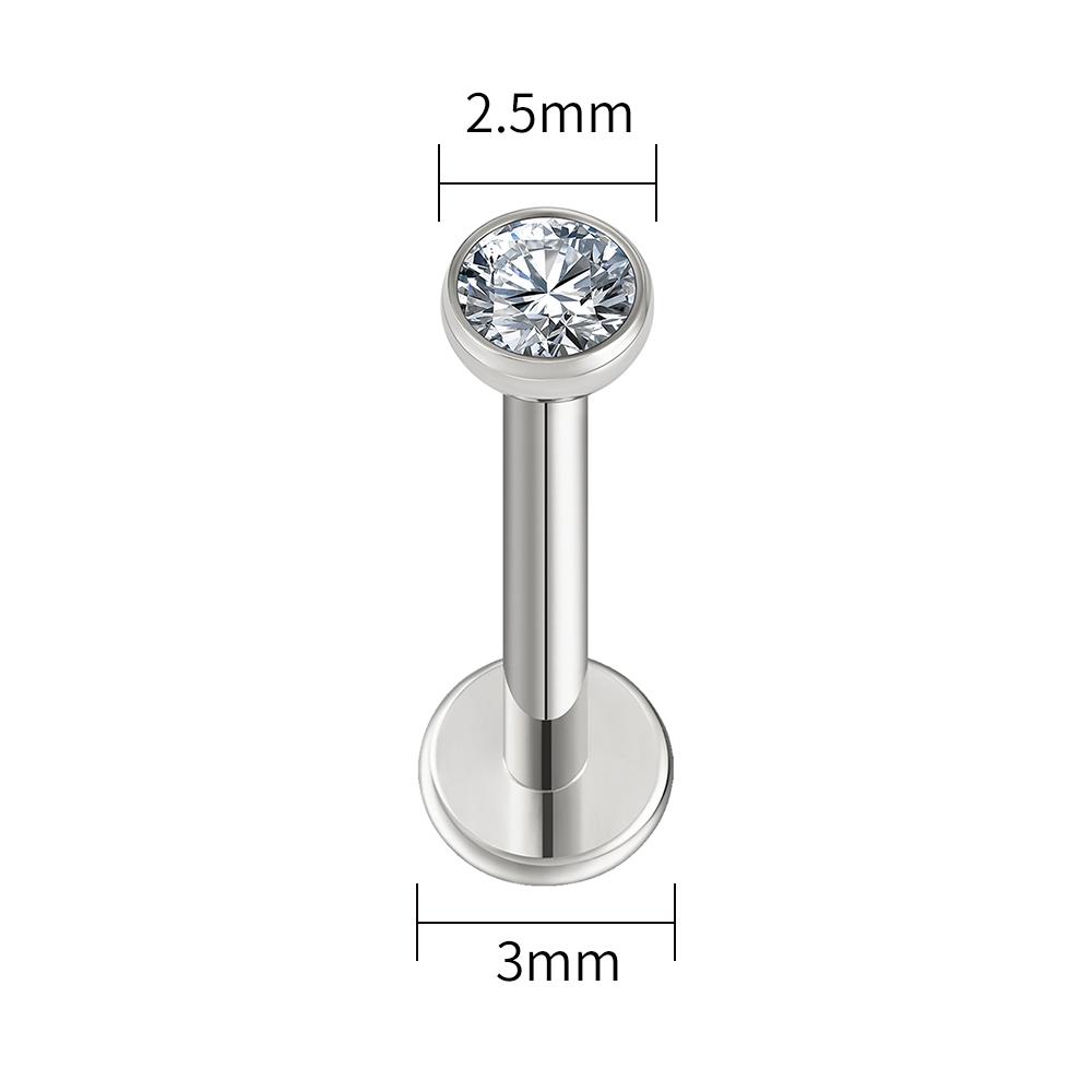 Right Grand ASTM F136 Titanium 18G/16G Threadless Push Pin Flat Back Stud 2/2.5/3/4mm CZ Cartilage Tragus Helix Nose Piercing