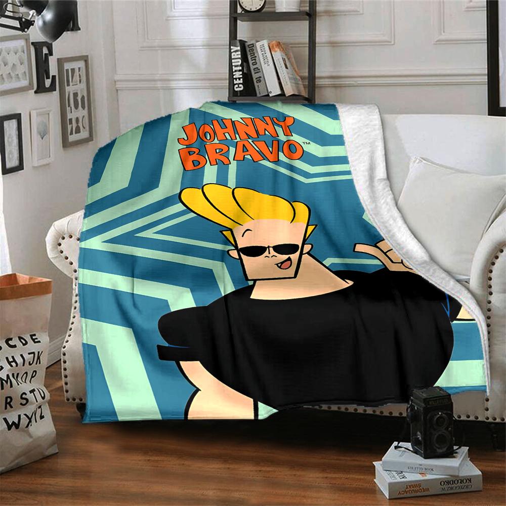 Johnny Bravo Theme Printed Blanket - Perfect for Couch, Bed, Travel & Outdoor Use | Machine Washable, Cozy & Durable.
