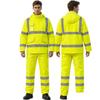 111D Oxford-Stoff PU reflektierendes Regenbekleidungs-Set, neongelb hohe Sichtbarkeit Baustelle Arbeitskleidung geteilte Arbeitsversicherung