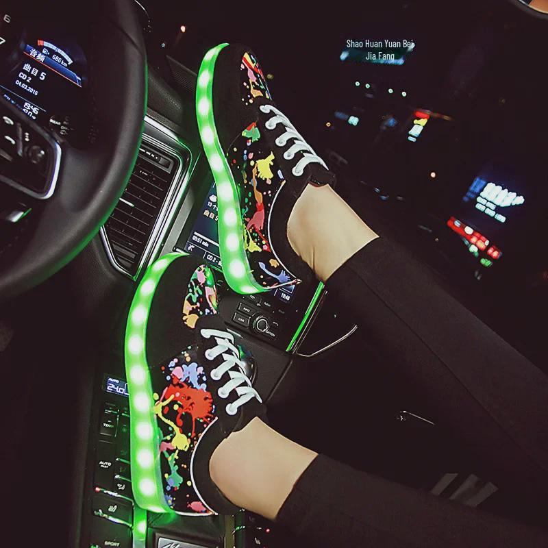 Summer Couple Graffiti LED Light-Up Sneakers with USB Charging