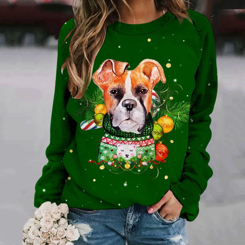 Women's 3D Christmas Print Long Sleeve Round Neck Sweatshirt for 2025 Autumn/Winter