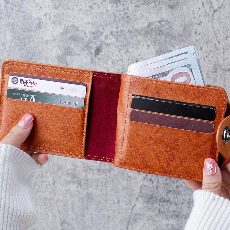 Retro PU Men's Multi-Slot Wallet: Dollar Holder, Card Organizer, and Driver's License Short Wallet.