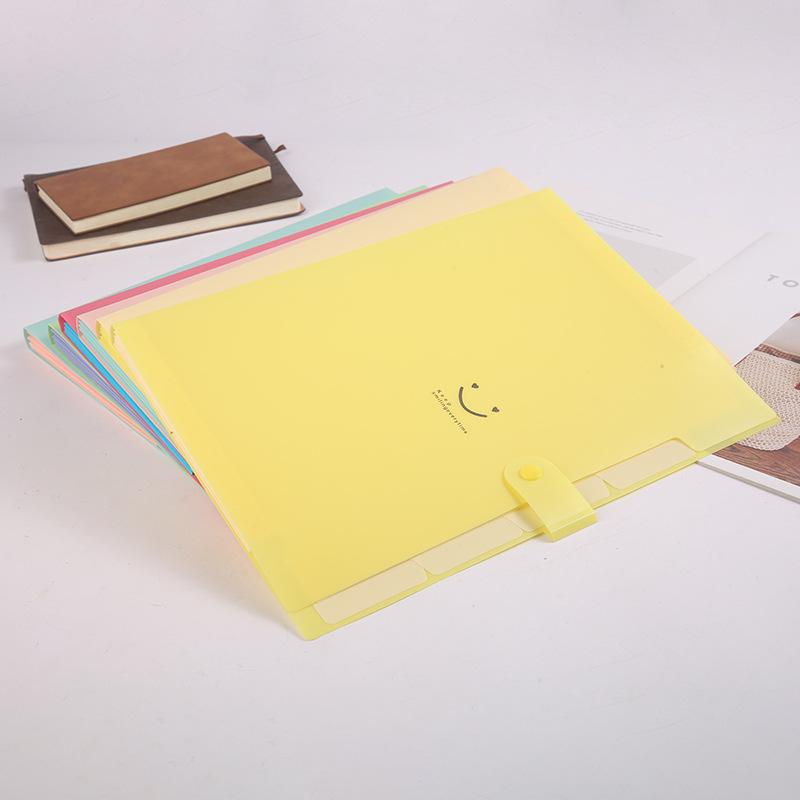 Smiley Pp Folder A4 Information Book Spot Five Grid Smile File Bag Purple Button