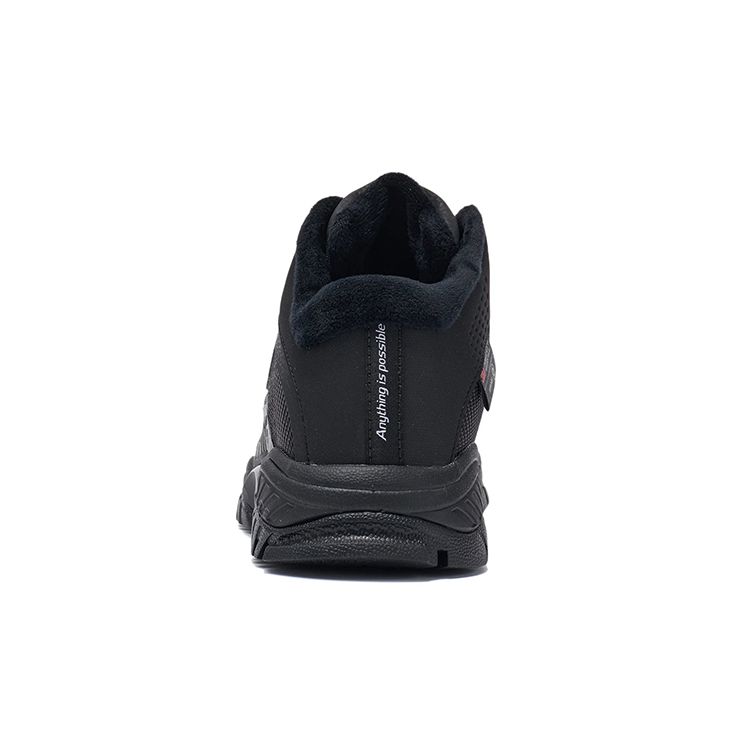 Li Ning Baha Tiger Lite Fleece Trendy Shock Absorption Non-Slip Wear-Resistant Warm Reflective Mid-Top Running Shoes Women Sneaker Black AGLR132-3