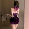 Jiaohua Youmeng Velvet Lady Cheongsam Erotic Underwear Sexy Pure Desire Naked Back Breast Clothes Temptation