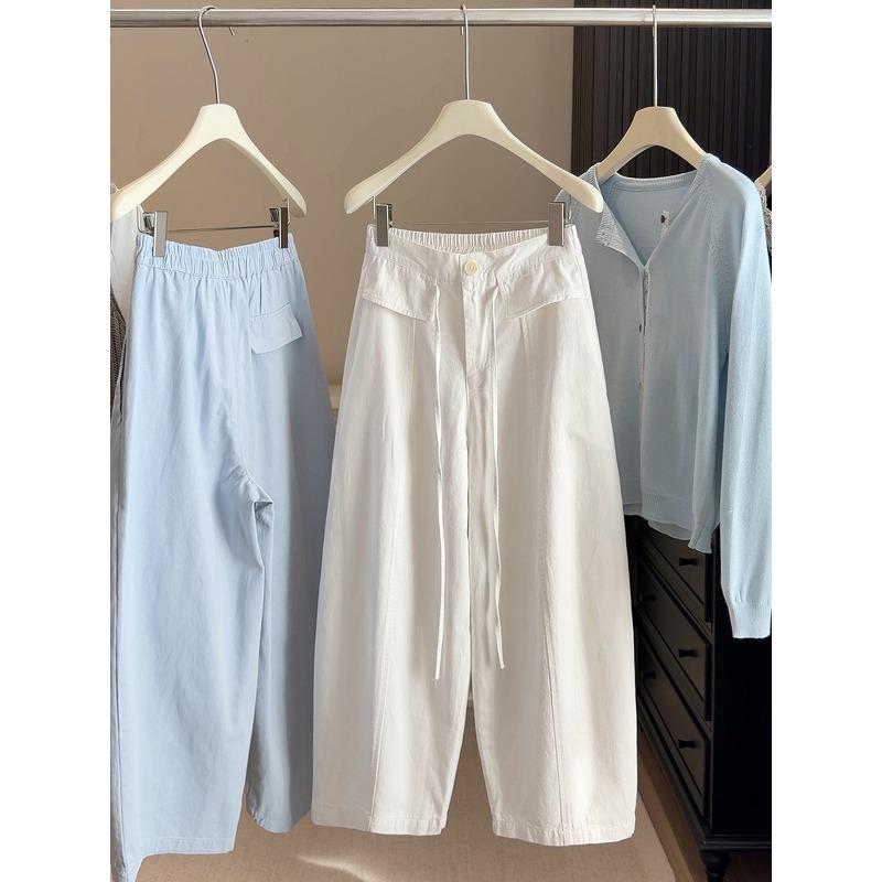 

Small washed cotton casual wide-leg pants women s spring popular wear pear-shaped figure thin Harlan sickle pants XL