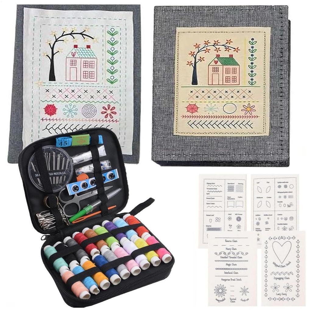 DIY Embroidery Stitches Book Hand Sewing Guide For Beginners Cross Stitches Patterns Needlework Guide With Sampler Templates
