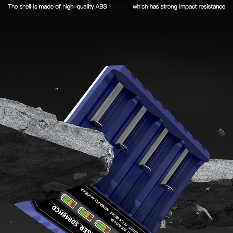 Intelligent 4 Bay Battery Charging For 3.7V 4.2V Cells Featuring Overcharge Protections Reverse Polarity Safety Accent