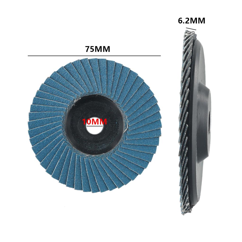 3Pcs Flat Flap Discs 75mm Grinding Wheels Wood Cutting For Angle Grinder 75mm 3 Inch Aperture 10mm 120 Grains Of Sand