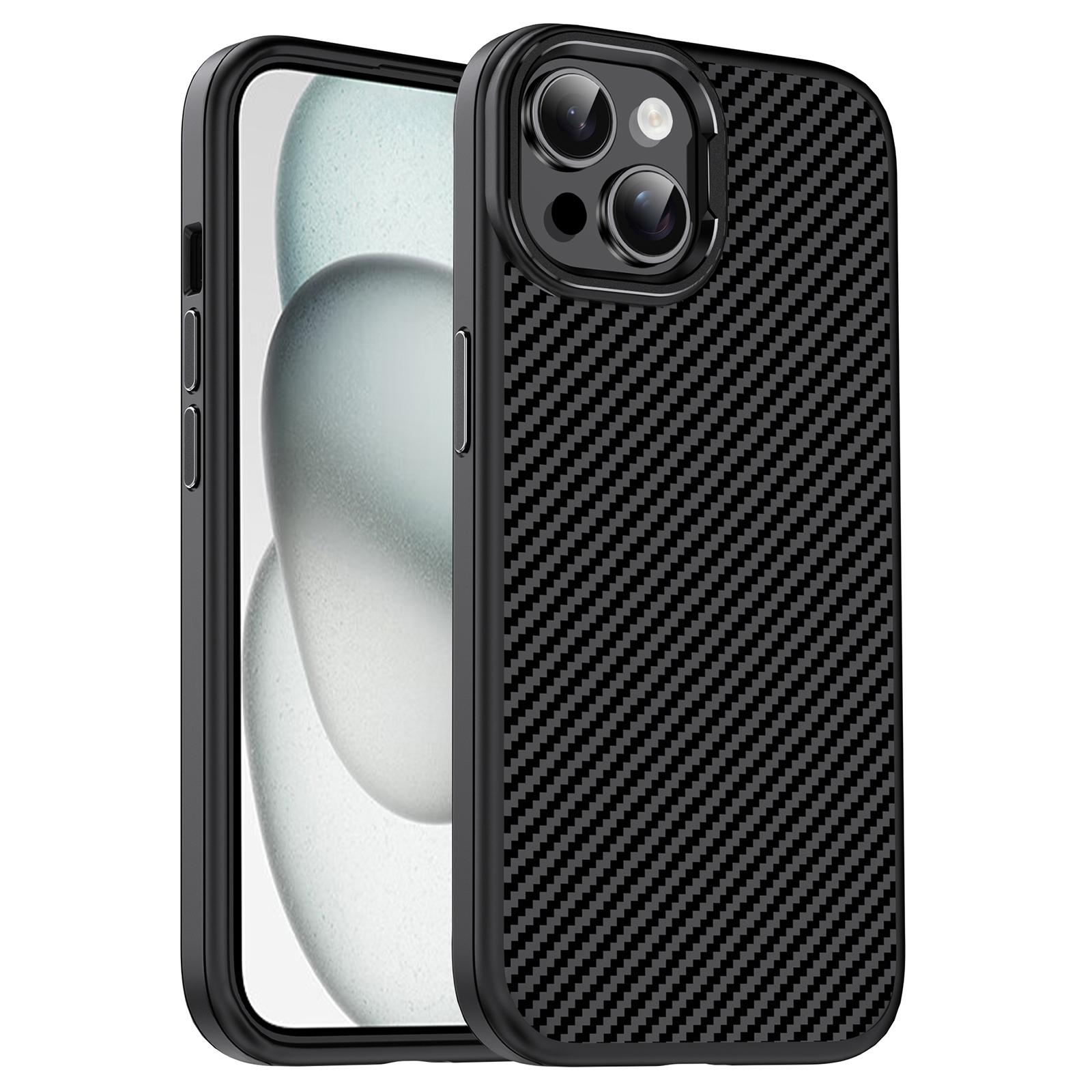 IPAKY For iPhone 13 Shockproof Case Carbon Fiber Texture TPU Phone Cover A