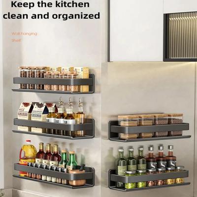 Removable Kitchen Shelf Shelves Wall Mounted Shampoo Storage Rack Holder Aluminum Bathroom Organizer Accessorie