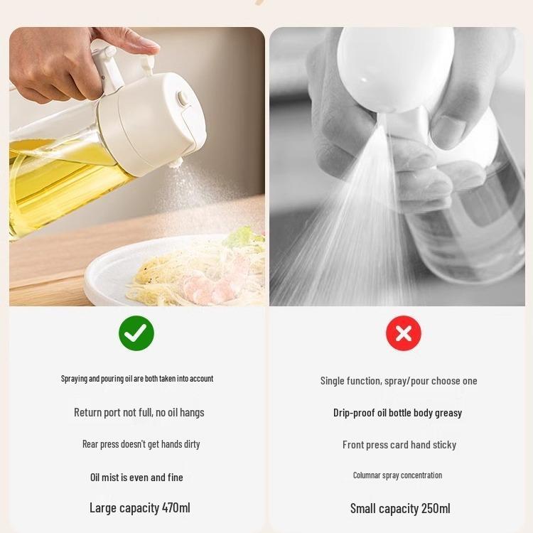 High-End Glass Oil Sprayer: Two-in-One Kitchen & Household Edible Oil Bottle