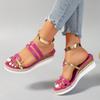 Fashion Ankle Strap Sandals for Women Casual Wedges Mid Heels Shoes for Women Solid Leather Slip On Summer Shoes Plus Size