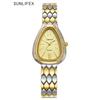 SUNLIFEX Women's Gilded Snake Head Quartz Watch with Diamond Accents and Roman Style