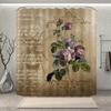 Purple Rose Shower Curtain Retro Floral Shower Curtains Waterproof Gold Classical Chic Elegant Flowers Vintage Bathroom Curtains