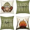 AVOIN Colorlife Happy Camper Camping Life Throw Pillow Covers 18x18 Set of 4, Gnome S'More Campfire Decoration for Sofa Couch