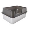 Stainless Steel Litter Pan Splash Proof Large Open Top High Side Litter Pan with Scoop Large Black