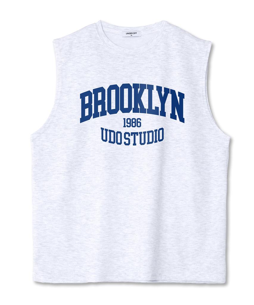 UNDEROFF Oversized Crew Neck Sleeveless Brooklyn T-Shirt White & Green