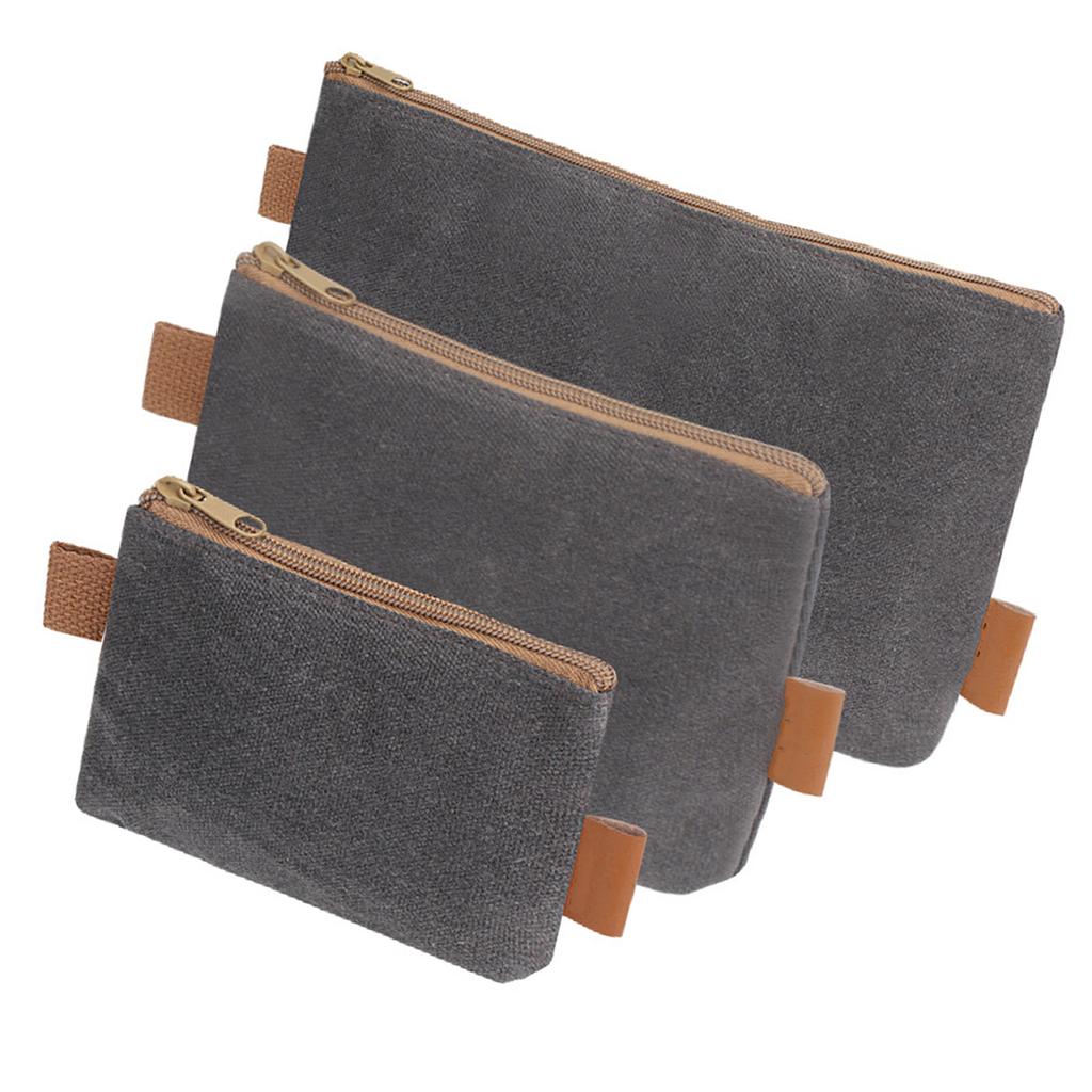 3 Piece Tool Bag Set Multipurpose Waxed Canvas Zippered Tool Pouches Storage Organizers for Hardware Storage Solution