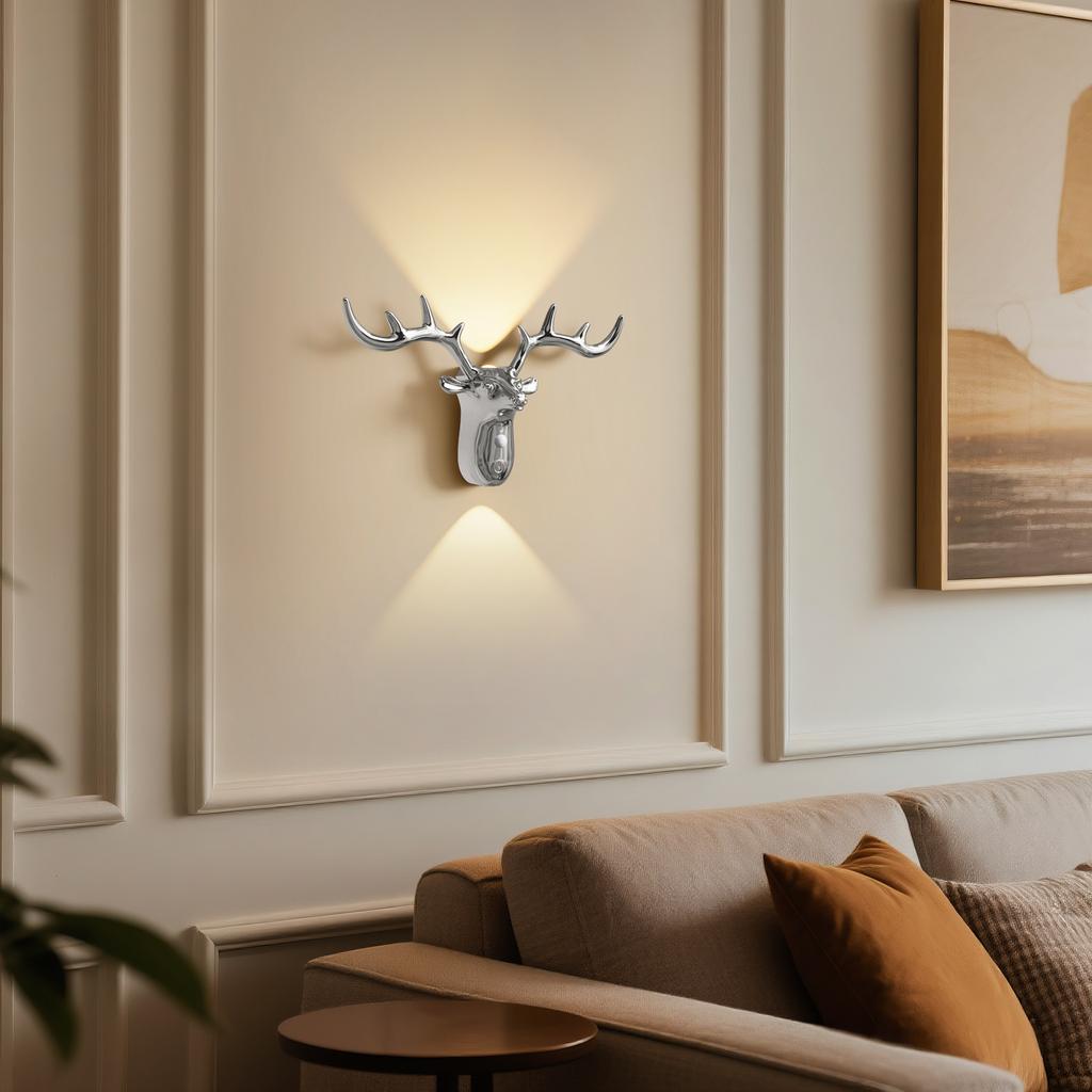 Deer Head Motion Sensor Wall Lamp USB Rechargeable Wireless LED Night Light Battery Powered Wall Light Decor For Hallway Bedroom Bathroom