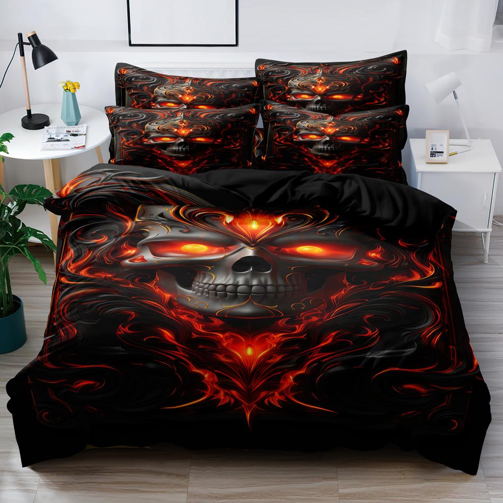 3-Piece Simple Modern Skull Animal Pattern Digital Printed Down Duvet Cover Set,Bedding Set(1 Down Duvet Cover+2 Pillowcases)