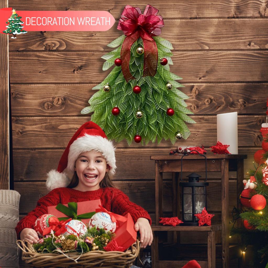 Green Christmas Tree Hanging Fabric Door Hanging Wreath Christmas Tree Ornament Hanging Front Door Party Decoration Supplies