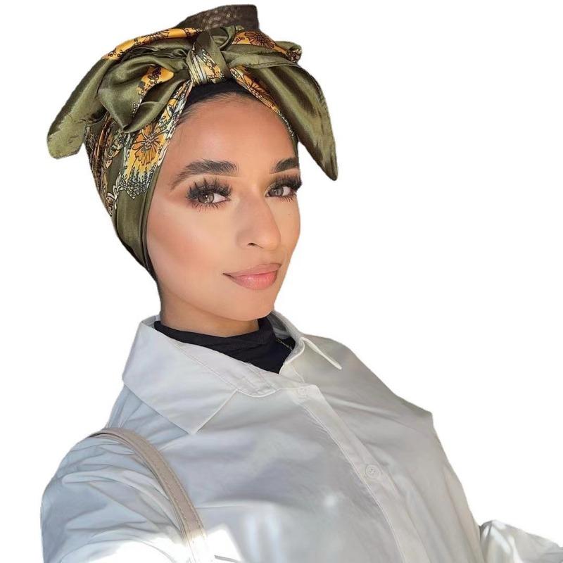 Eșarfă pentru cap femei de marcă de lux pătrată 90*90cm Bandana de satin de mătase Foulard Moale Batic Hijab Eșarfe de păr pentru doamne