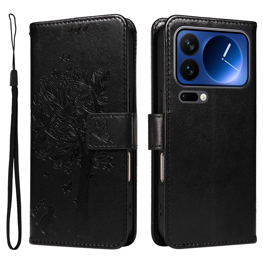For Xiaomi 17 Pro Phone Case with Stand Cat Tree Pattern Leather Wallet Mobile Cover