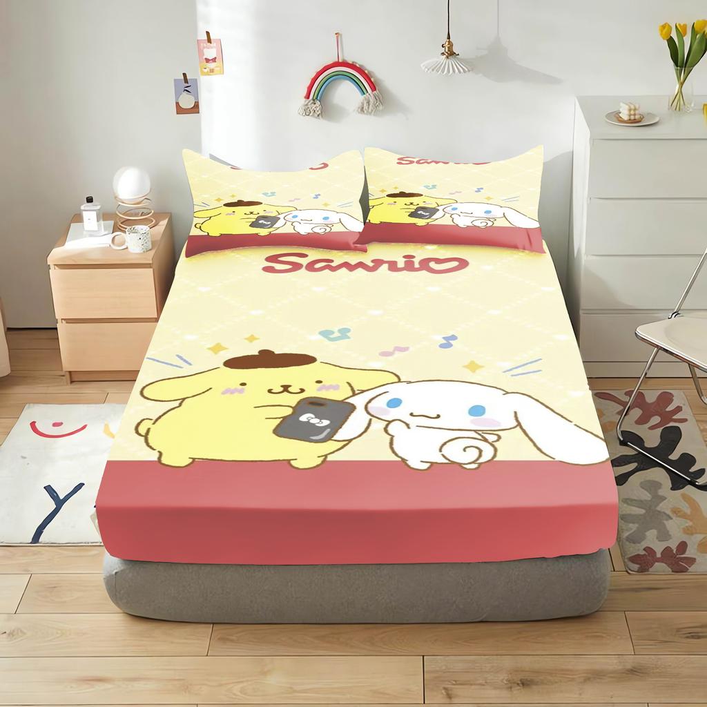 Pudding Dog Fitted Sheet Children, Sanrio Cartoon Coverage, Baby Teenager Sheets Cover, Elastic Bedding, Cute Digital Printing