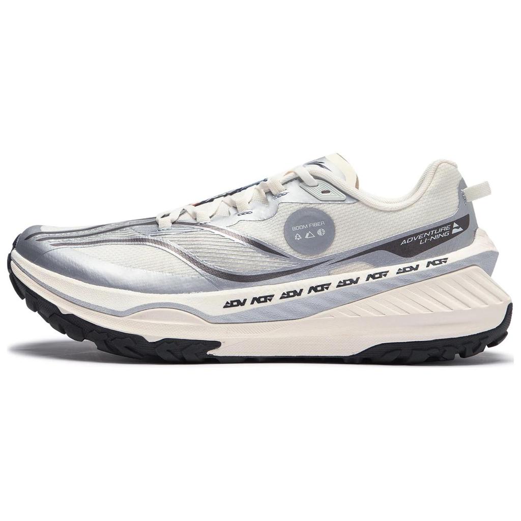 New LiNing Dilu Anti Slip Wear Resistant Low Top Trail Running Shoes Men's Ecru Silver ARNT003-8