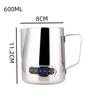 350ml/600ml Stainless Steel Milk Frothing Pitcher with Temperature Display Coffee Frother Pitcher Jug for Latte Art Barista Tool