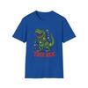 Unisex Softstyle T-Shirt Mens Womens Tees Top Cartoon T-Rex Christmas Lights Funny Holiday Graphic