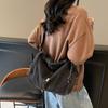 Vintage Denim Schultertasche Damen Kordelzug Bucket Bag Pendler Crossbody Bag