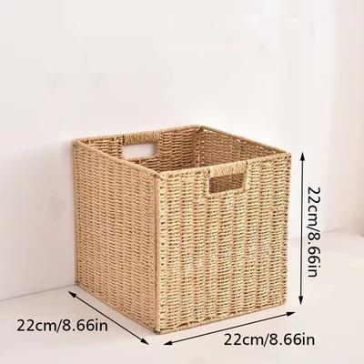 1PC Imitation Rattan Aufbewahrungskorb Faltbarer Aufbewahrungskorb für schmutzige Kleidung und Unterwäsche Quadratischer Spielzeug-Snackkorb Home Organizer