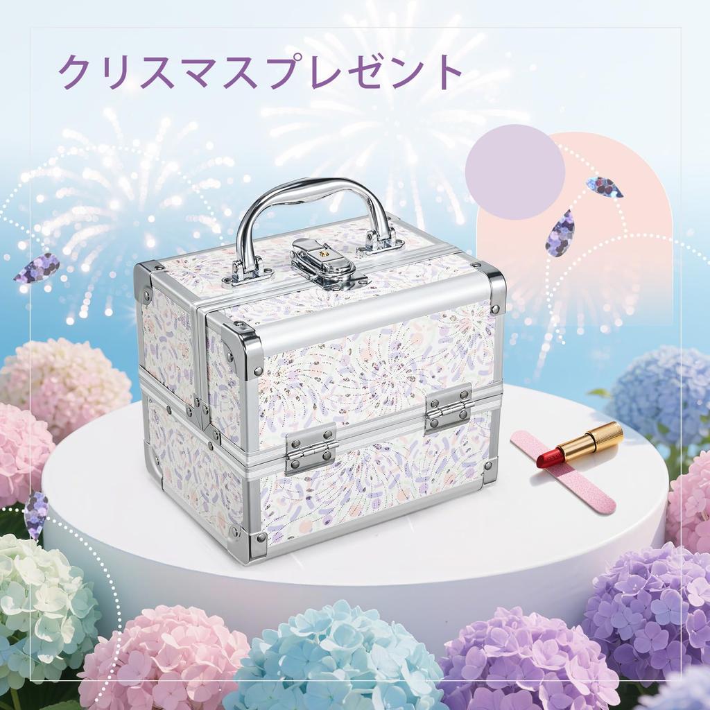 Hapilife Makeup Box with Cosmetic Portable Makeup Popular Cosmetic Nail Christmas Gift for Girls Mirror, Kids' Box, Box, Storage, Storage, (Pink -