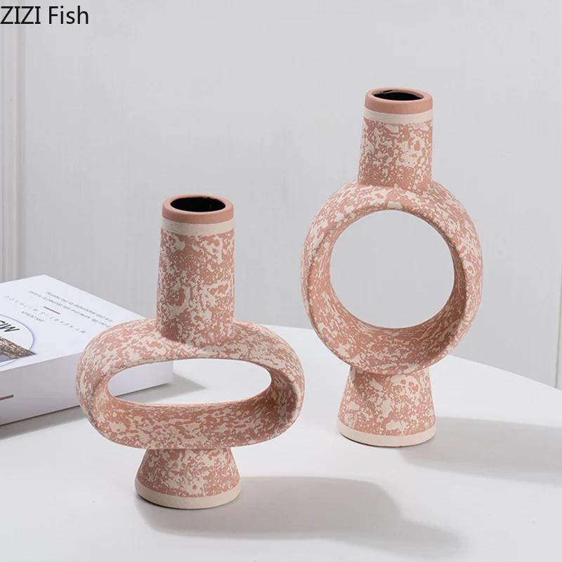 Creative Hollow Ceramic Vase Desk Decoration Flowers Arrangement Artificial Flower Decorative Floral Vases Room Aesthetic Decor