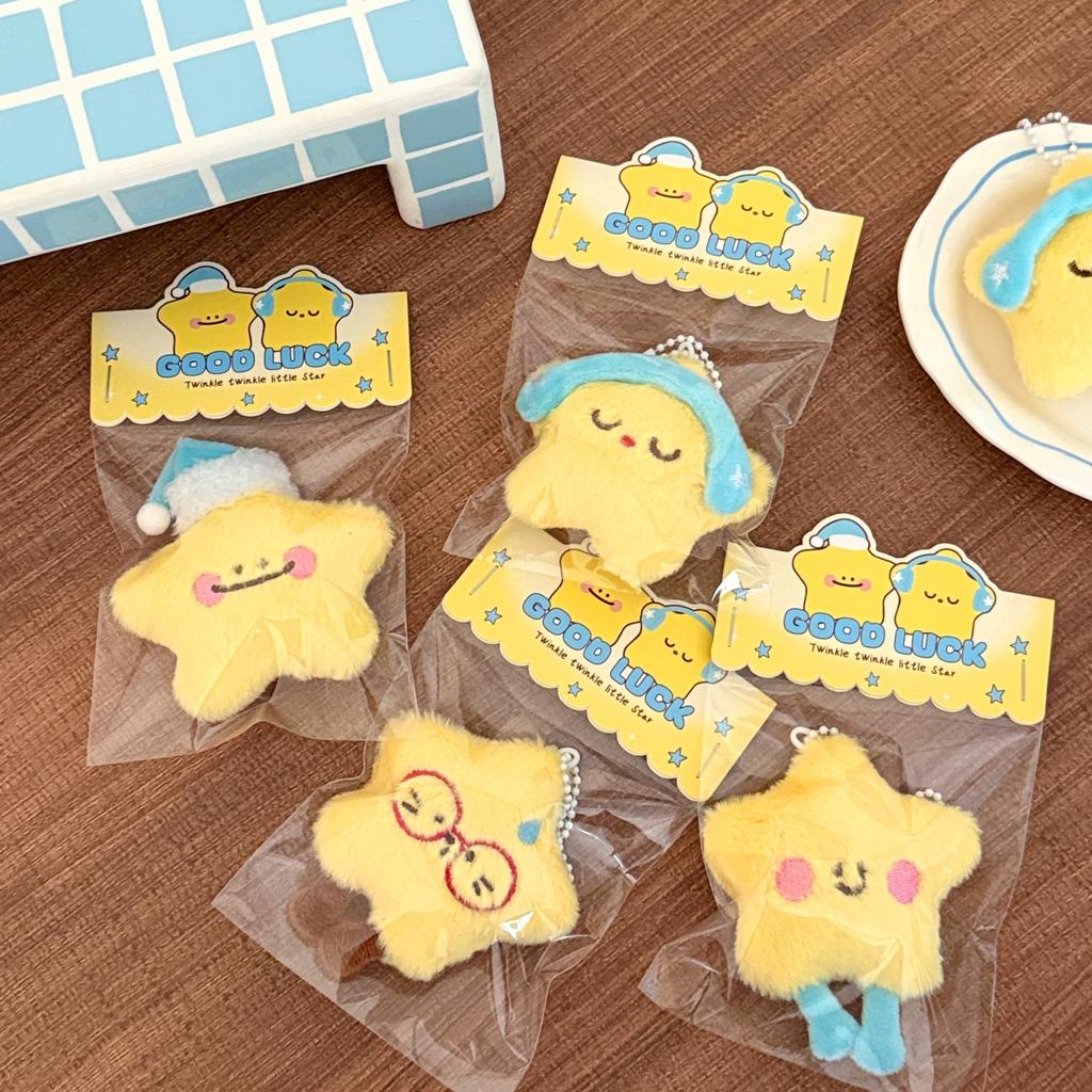 1/4 Pcs Cute Plush Star Doll Pendant Backpack Keychain Decorative Small Doll Pendant