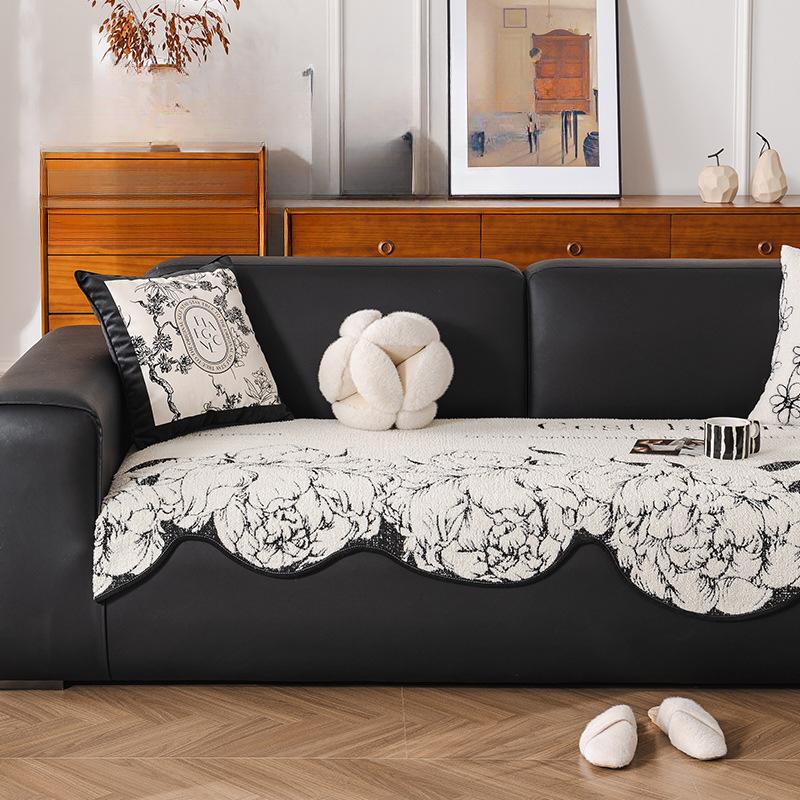 Nordic High-Grade Camellia Sofa Cushion Special-Shaped Irregular Sofa Seat Cushion Anti-Slip Cover Cloth