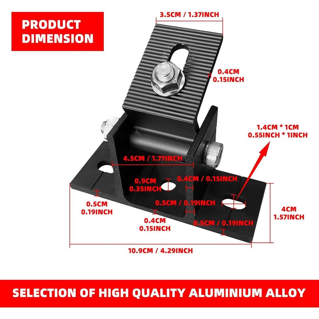 2er-Pack Verstellbare Solarpanel-Neigungsmontagehalterung Basis, Neigungswinkel 10-60 Flachdachmontagehalter, Wohnmobil-Solarpanel-Halterungen Klemme