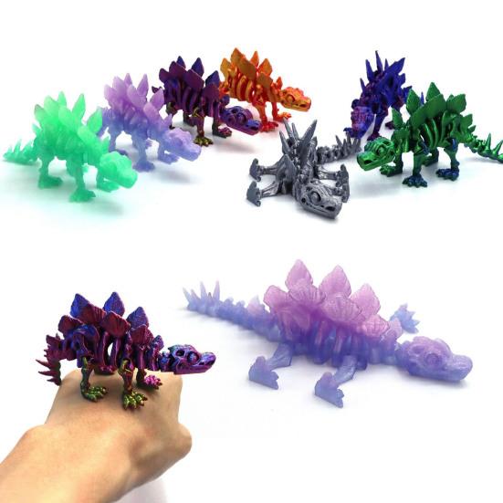 3D Printed Dinosaur Statue Stegosaurus Ornament with Flexible Joints Dinosaur Figurine