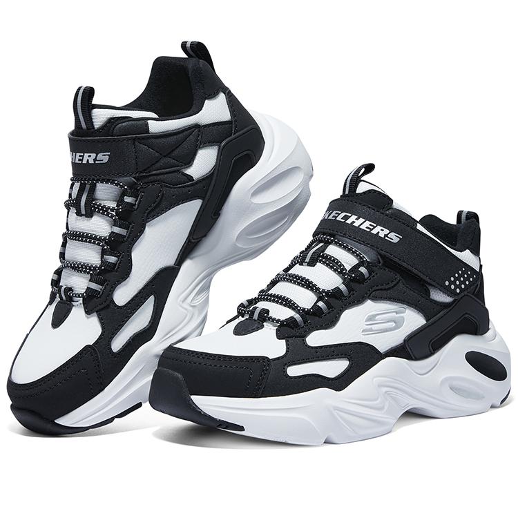 Skechers Kids Fashion Comfortable Fleece Lined Non-Slip Wear-Resistant Warm Mid-Top Casual Shoes Kids Casual Shoes Black White 319250L-BKW