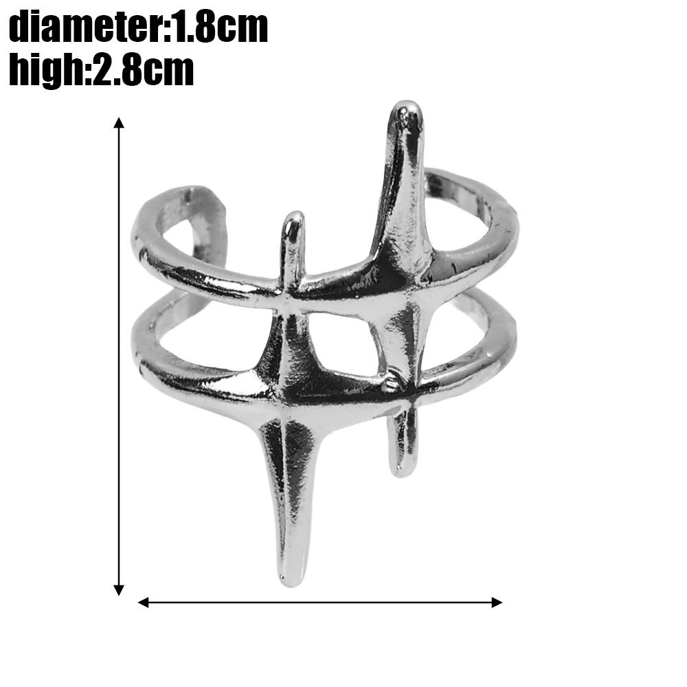 Punk Silver Color Copper Stars Open Rings for Women Men Fashion Adjustable Couple Rings Y2K Hip Hop Vintage Ring Jewelry Gift