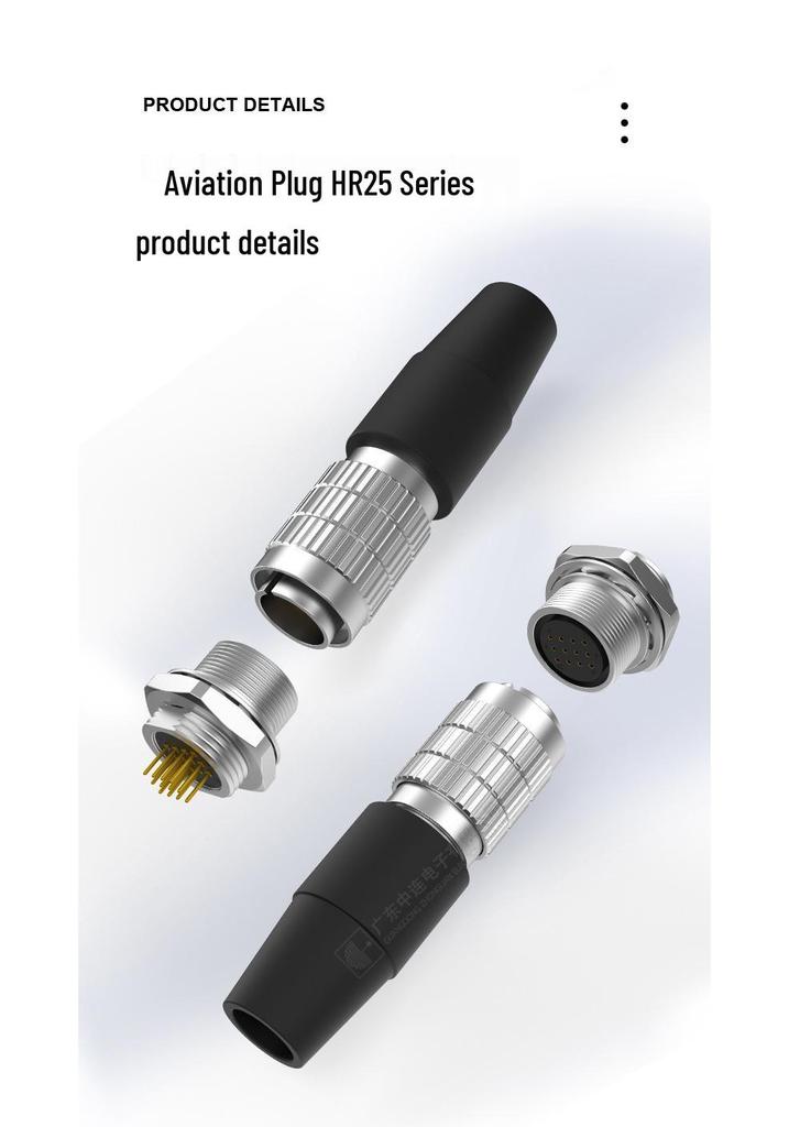 Zhonglian HR25 Gold-Plated Circular Aviation Plug - High-Precision Solderable Board Mount Quick Connector Socket