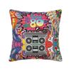 Retro 80s 90s Throw Pillow Cover Polyester Cushions for Sofa Graffiti Music 4545cm Pillowcase