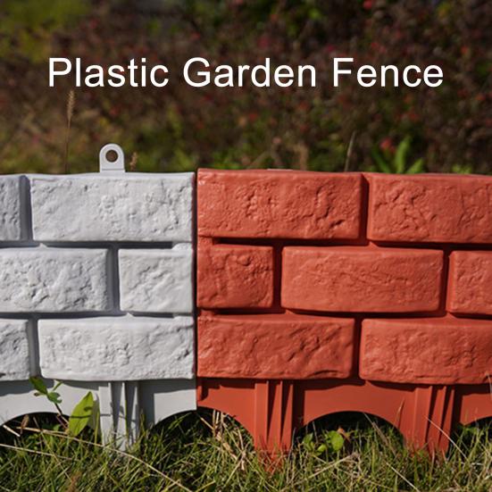 Plastic Garden Retaining Fence Brick Look Edging Border Outdoor Landscape Edging Fence Decorative Picket Panel for Flower Beds Paths Lawns Yard