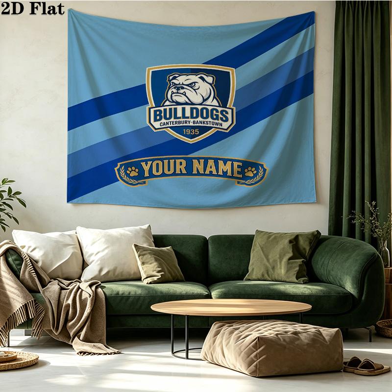 Custom Name Bulldogs Printed Tapestry – Wall Hanging for Bedrooms, Dorms, and Home Decor