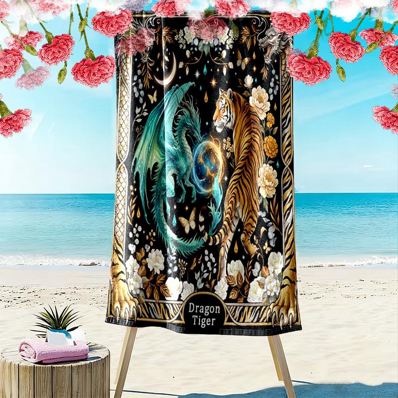 Vitage Art Print Beach Towel, Large Soft Quick Dry Towel for Beach Camping Swimming