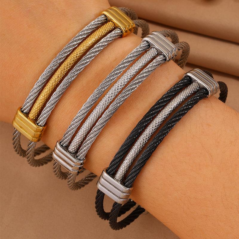 European and American personalized design open titanium steel women's high-end sense woven hot-selling girlfriend